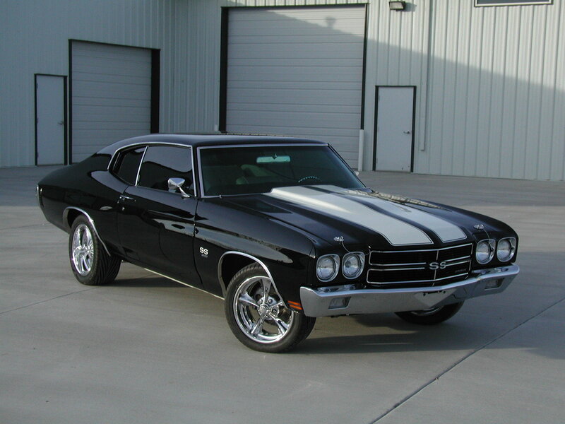 Black classic muscle car
