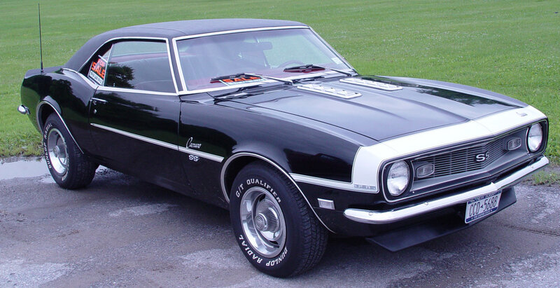 Black classic muscle car