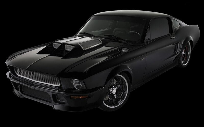 Black classic muscle car
