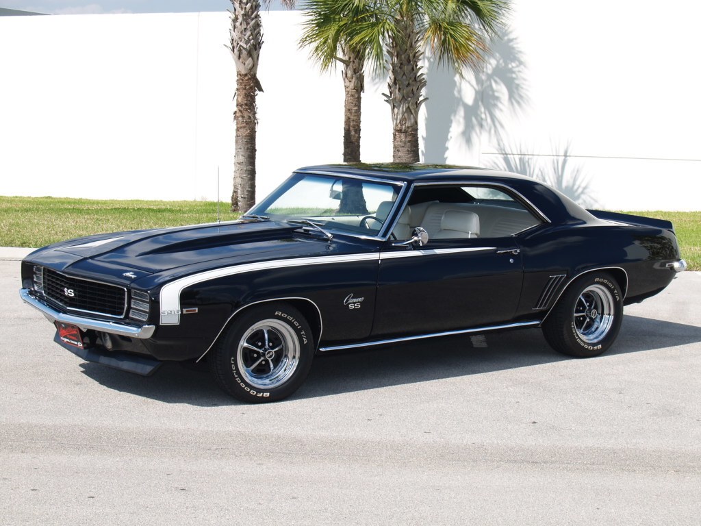 Black classic muscle car