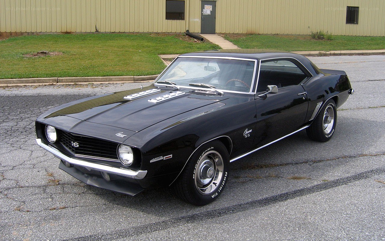 Black classic muscle car
