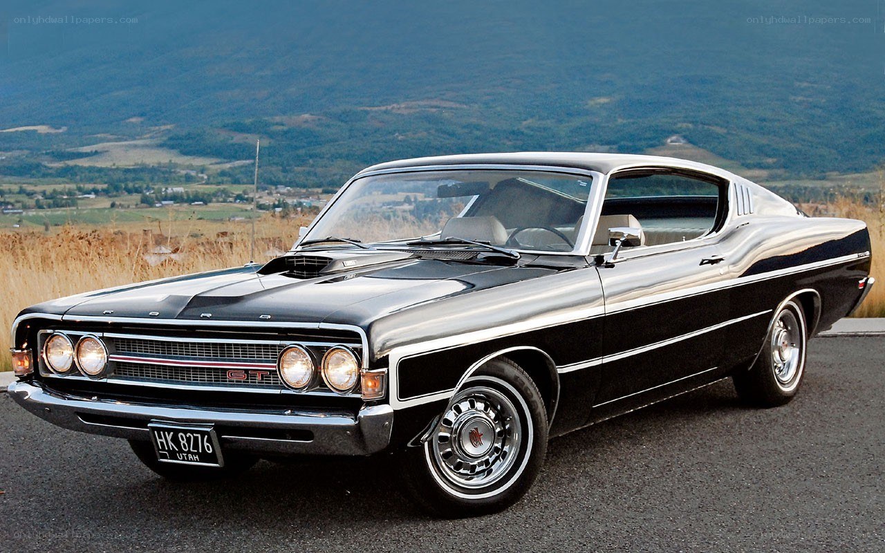 Black classic muscle car