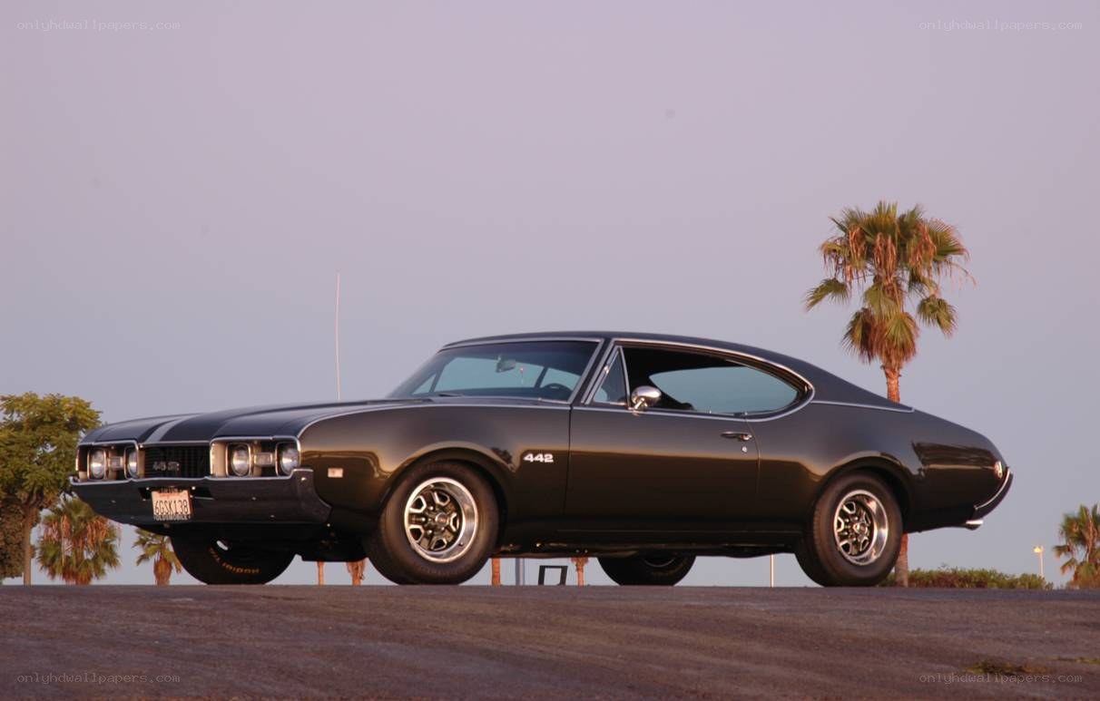 Black classic muscle car