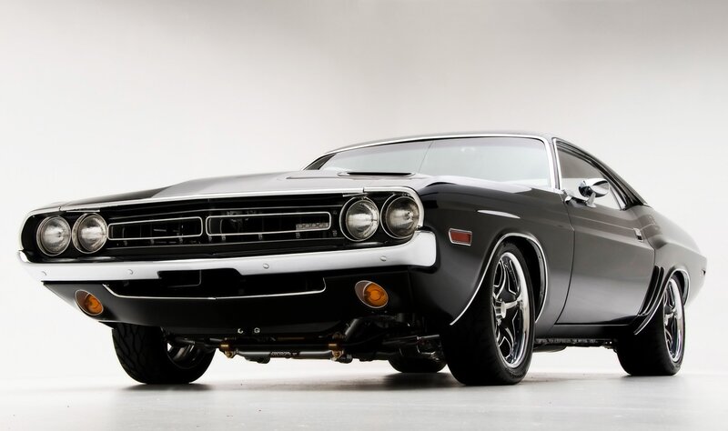 Black classic muscle car