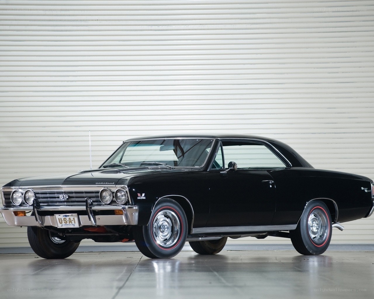Black classic muscle car