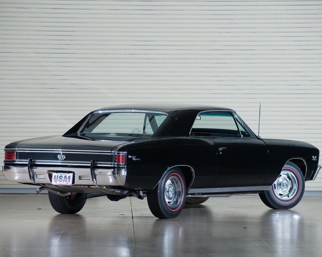 Black classic muscle car