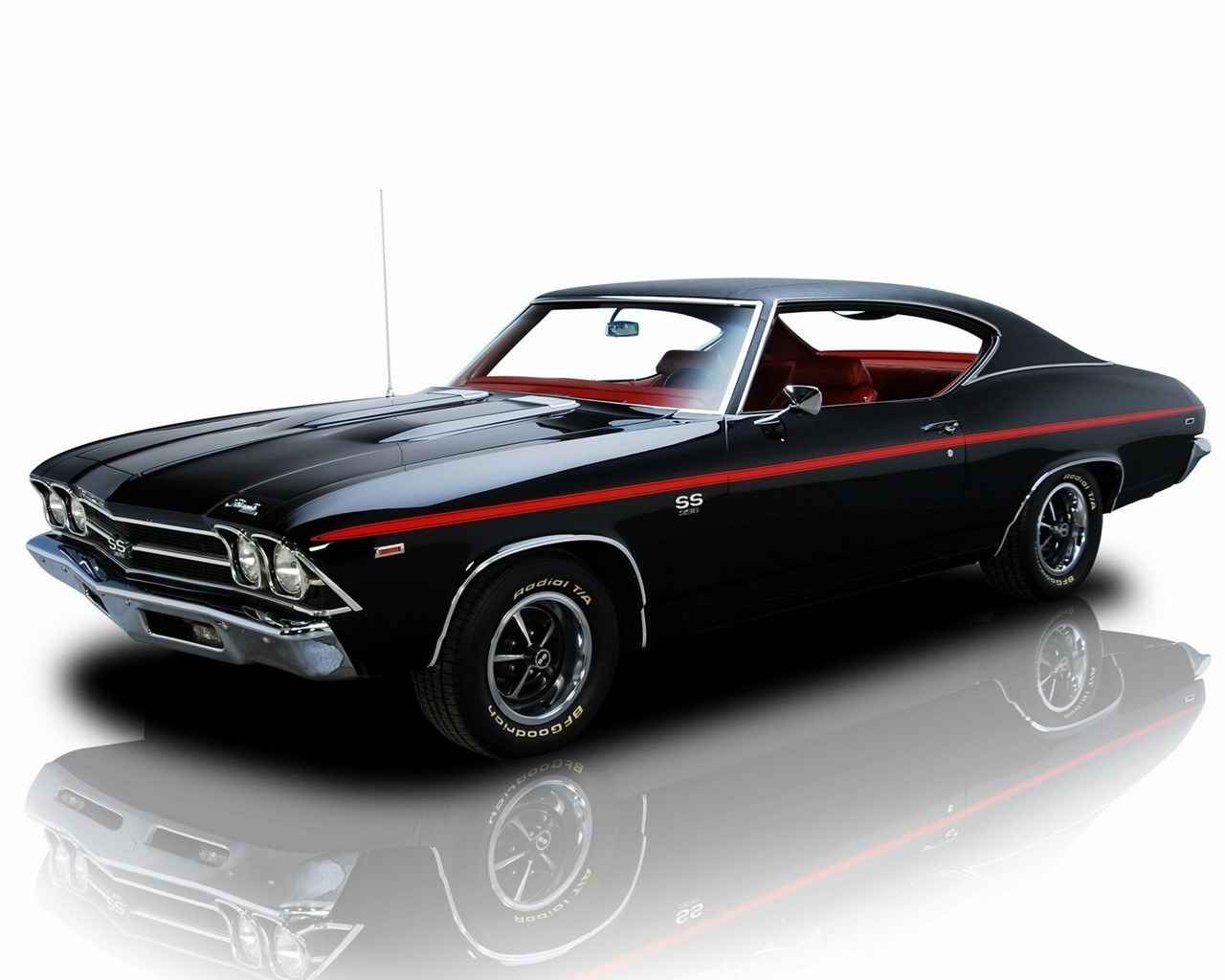 Black classic muscle car