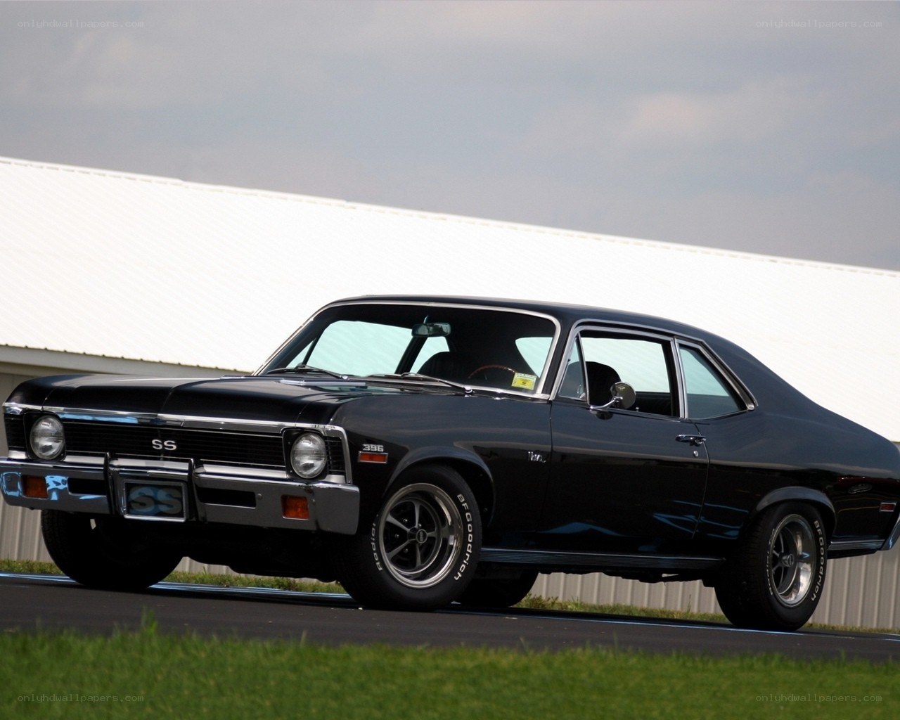 Black classic muscle car