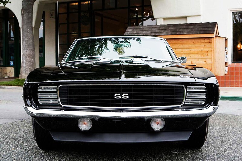 Black classic muscle car
