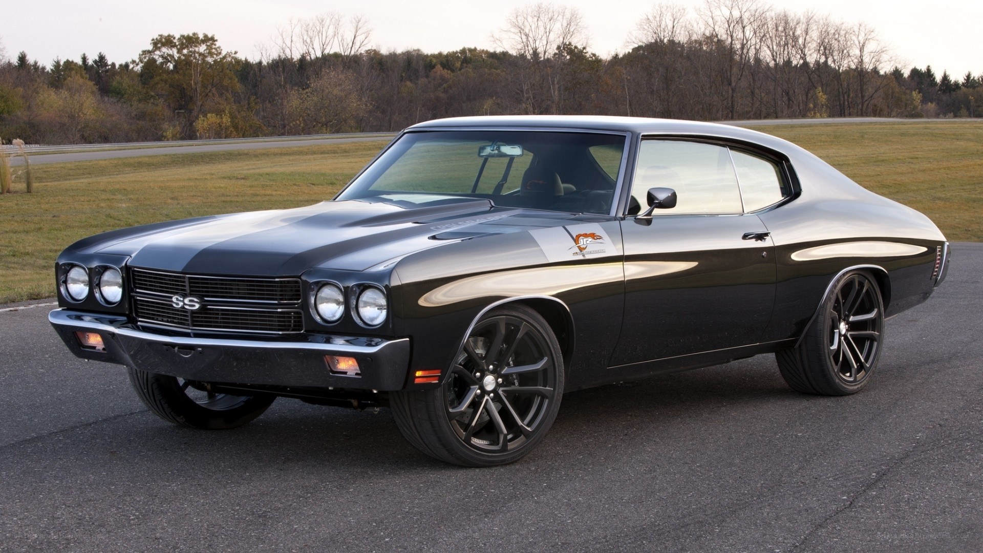 Black classic muscle car