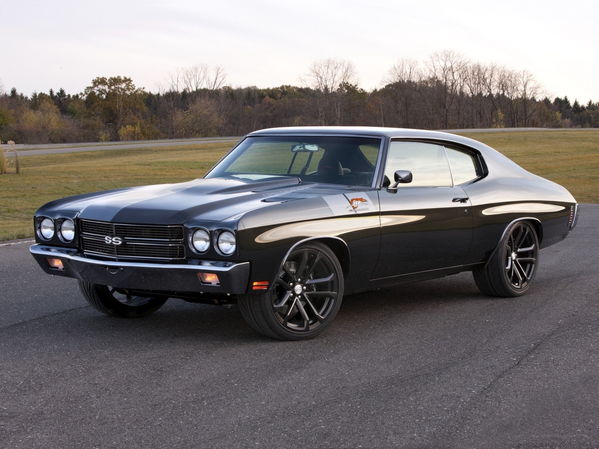 Black classic muscle car