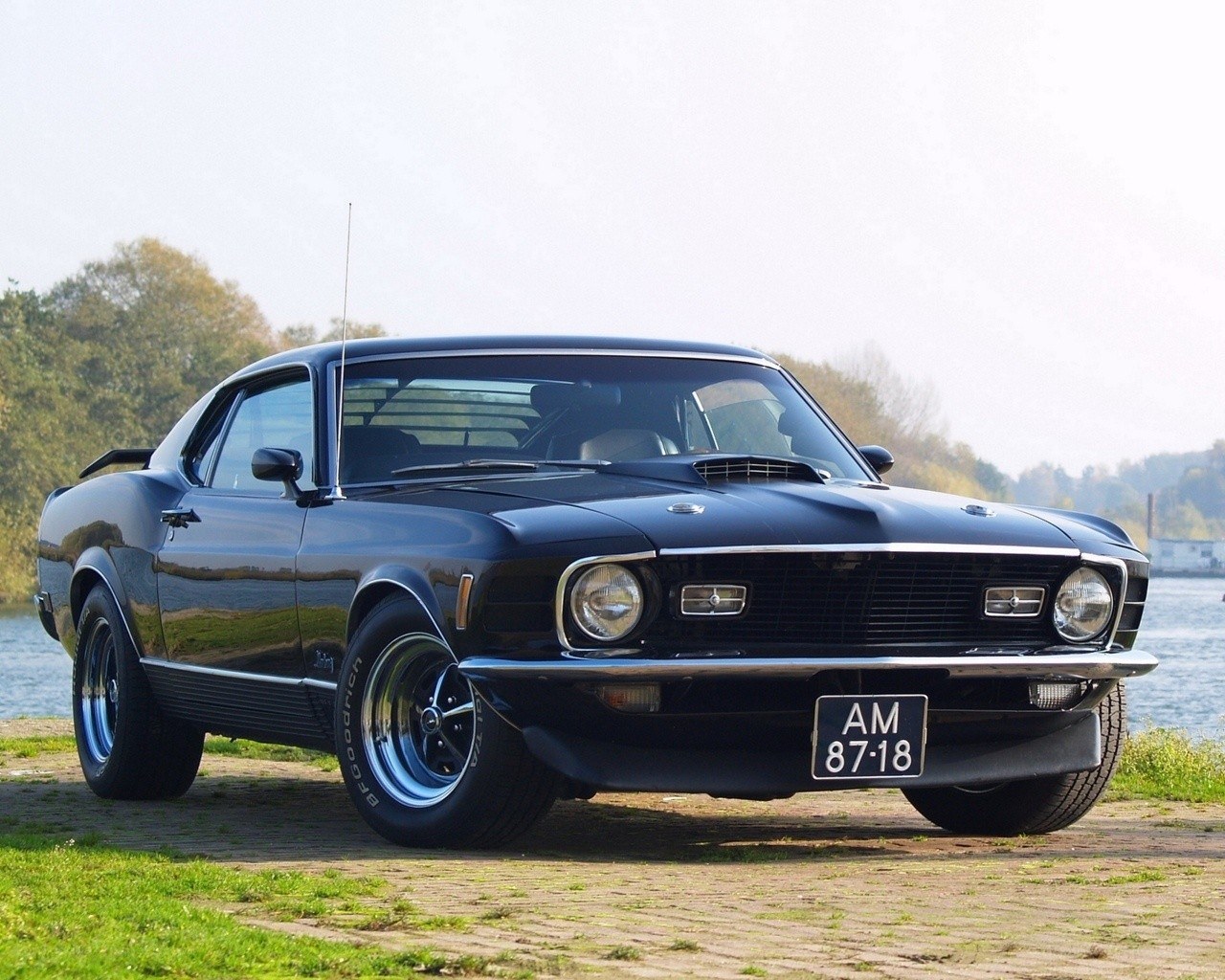 Black classic muscle car
