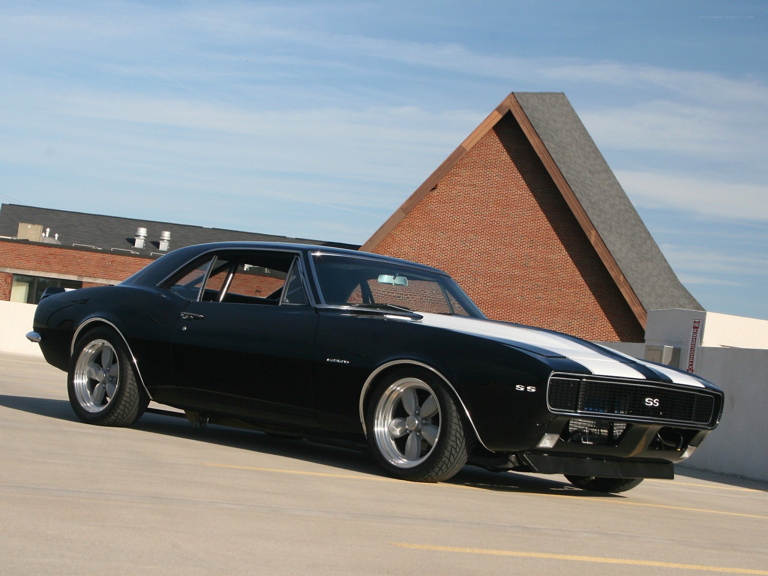 Black classic muscle car