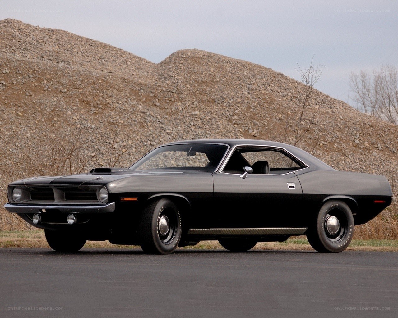 Black classic muscle car