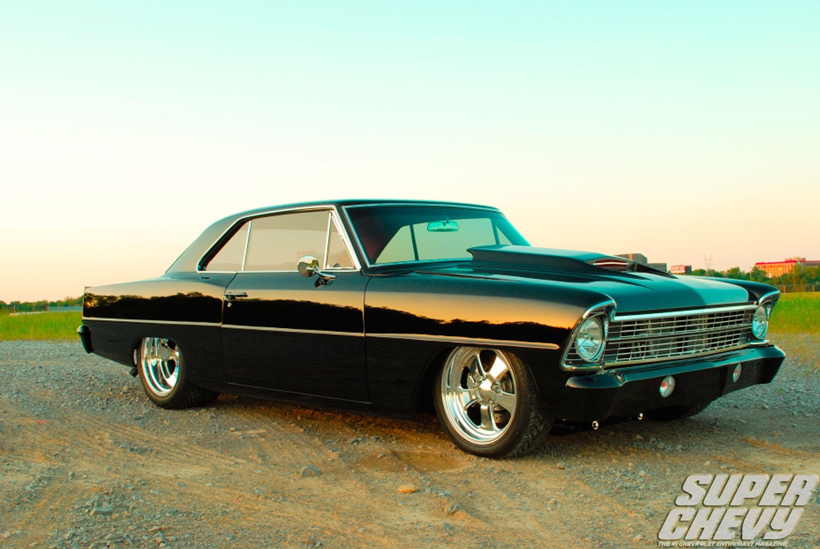 Black classic muscle car