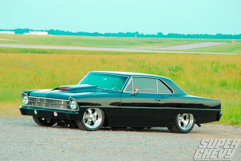 Black classic muscle car