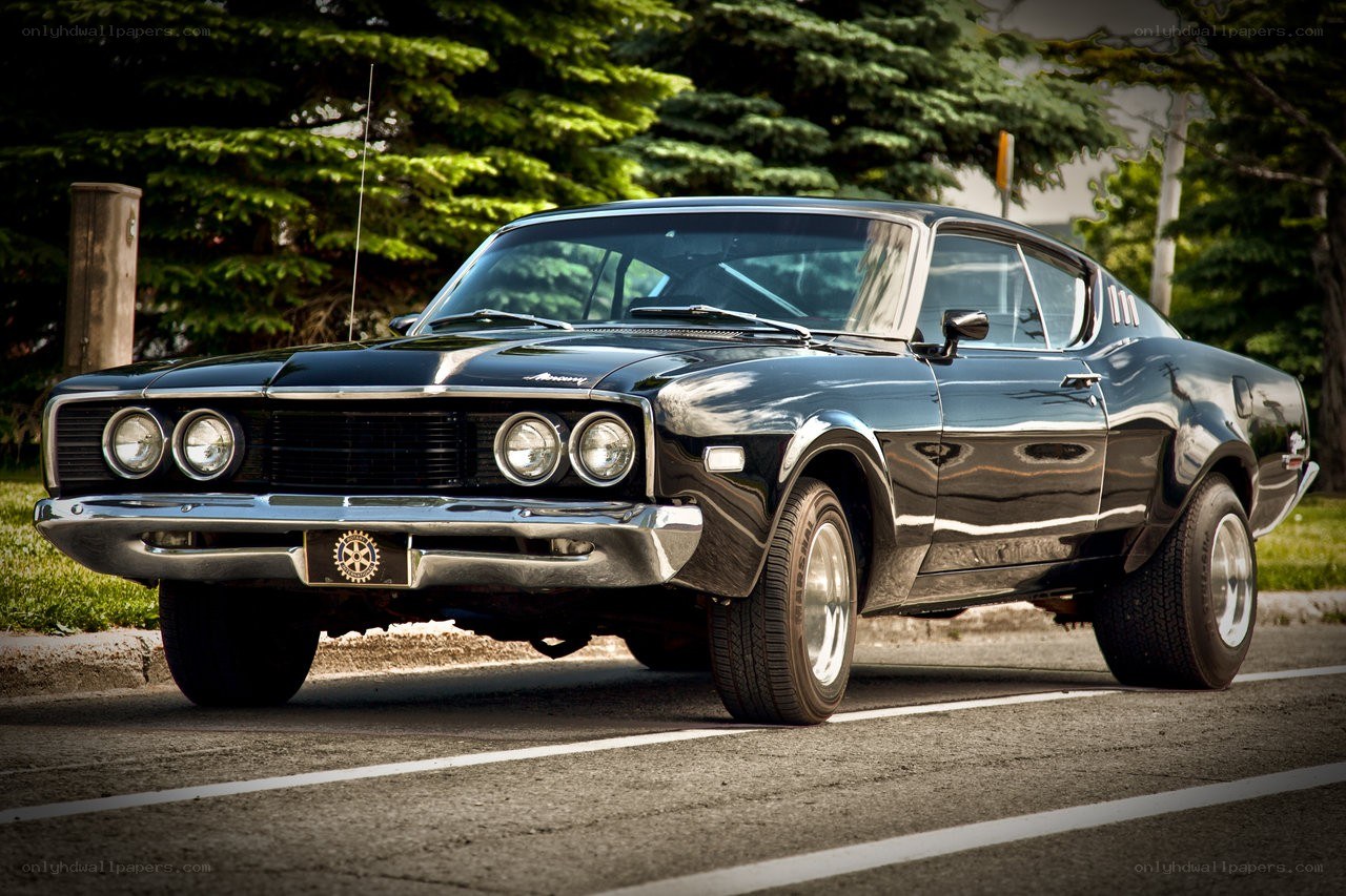 Black classic muscle car