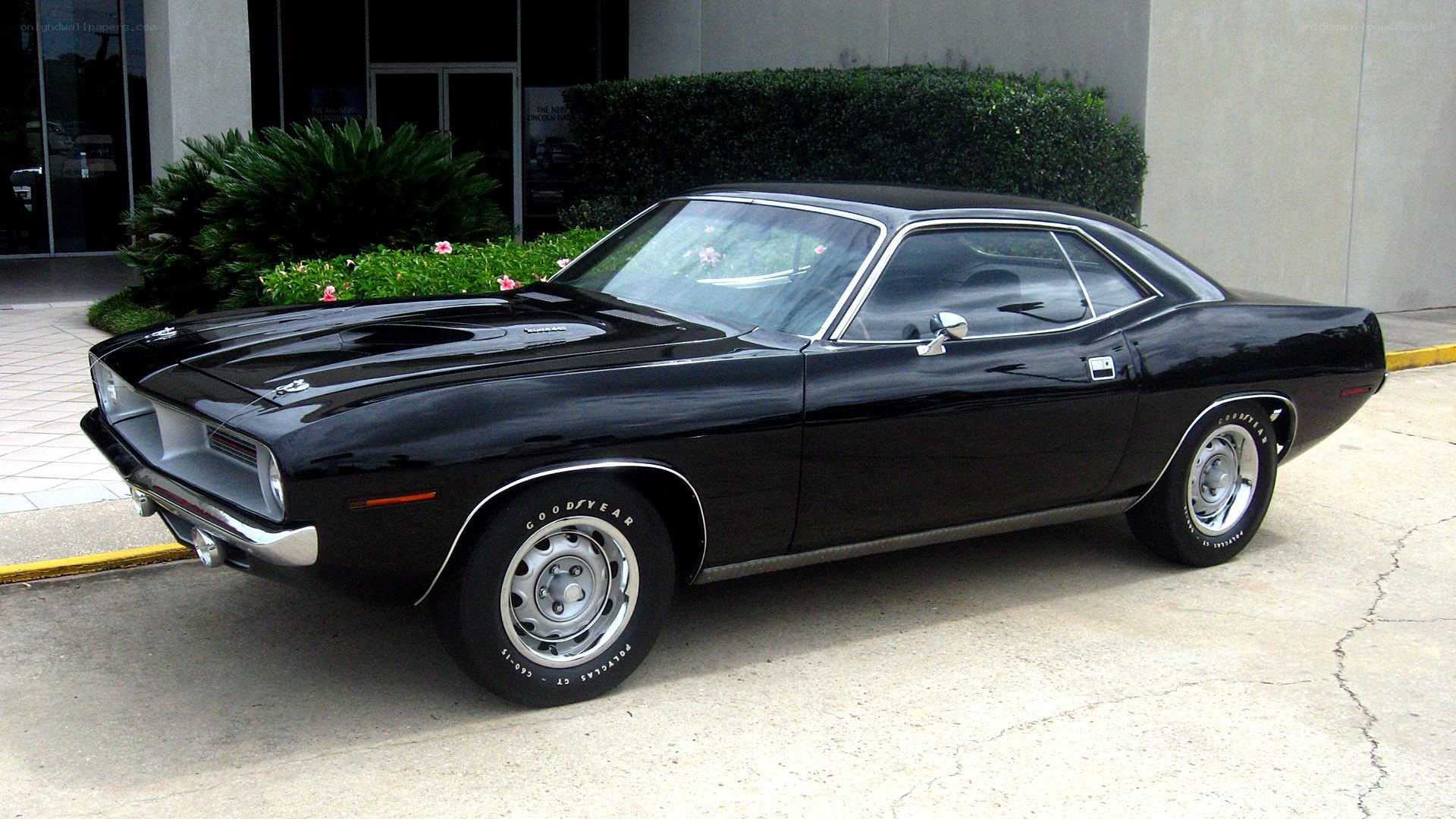 Black classic muscle car