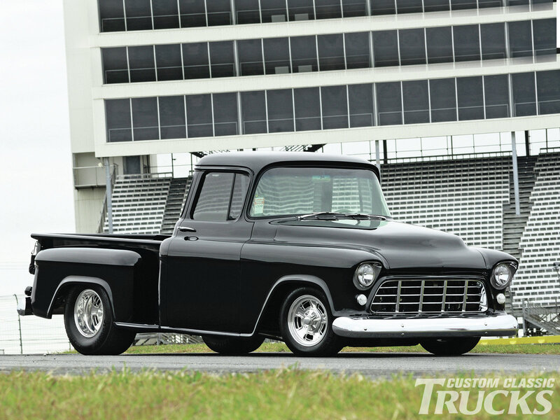 Black Classic Pickup Truck — Calm, Afternoon, Photograph, Building