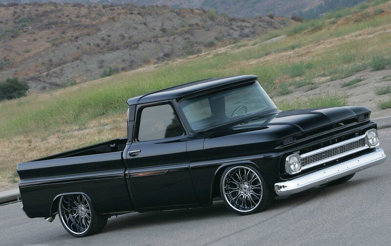Black Classic Pickup Truck — Calm, Afternoon, Photograph, Hillside