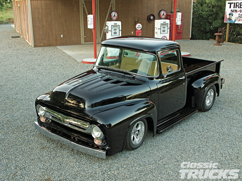 Black Classic Pickup Truck — Calm, Afternoon, Photograph