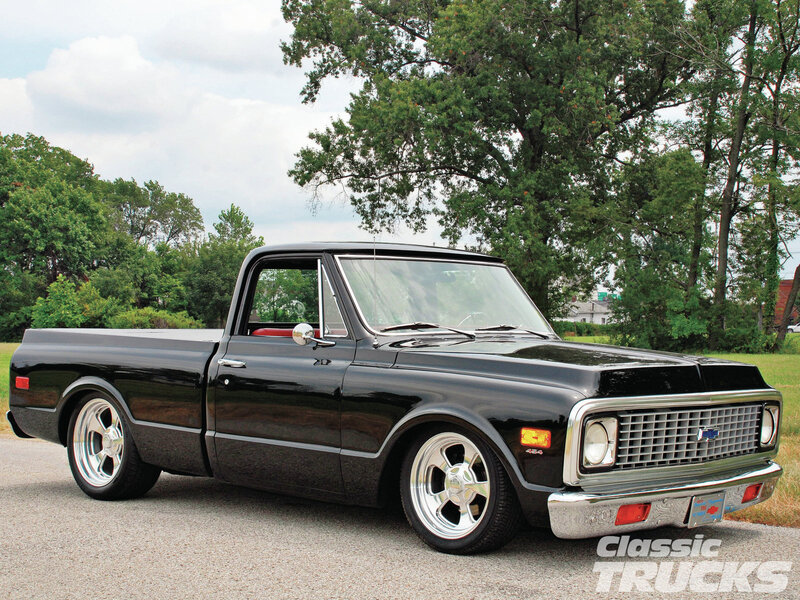 Black Classic Pickup Truck — Calm, Afternoon, Photograph, Trees