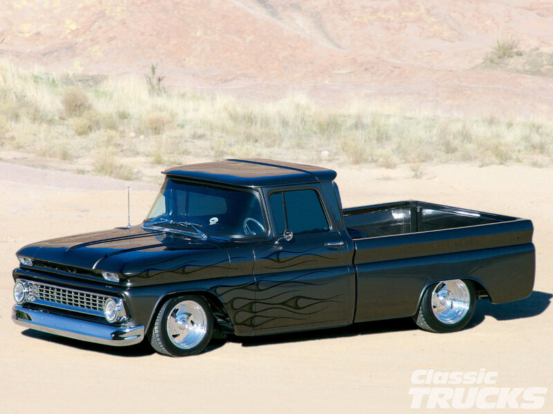 Black Classic Pickup Truck — Dramatic