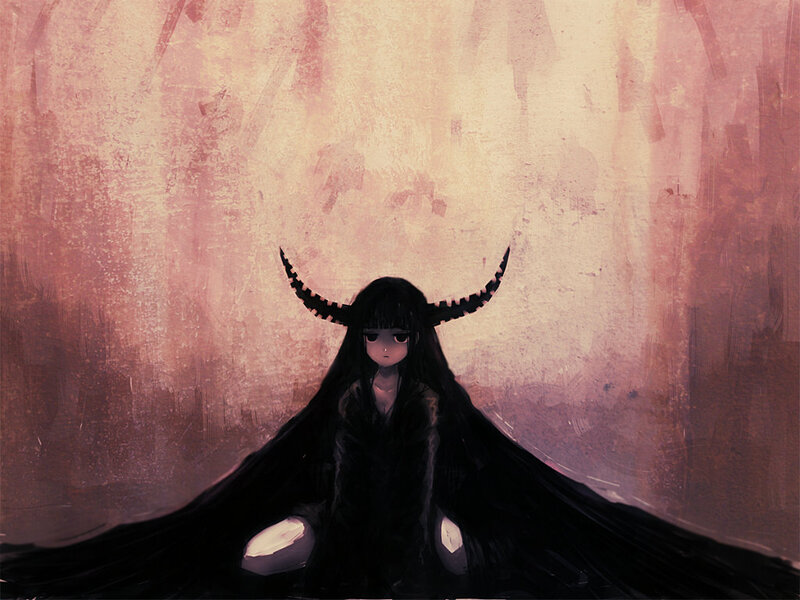 Black-cloaked Figure with Horns