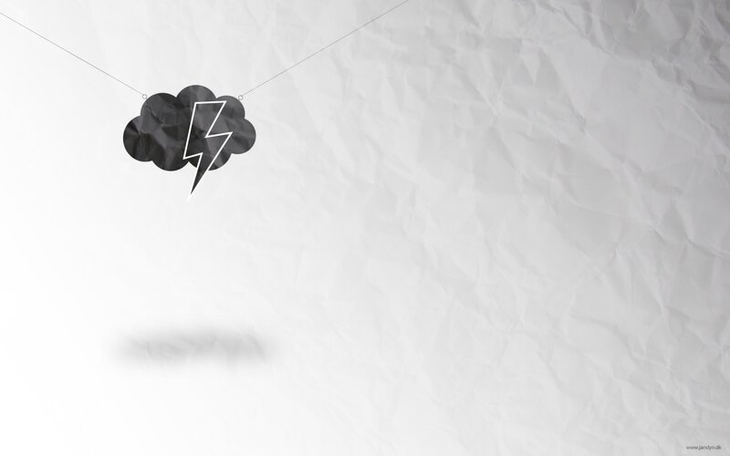 Black Cloud with Lightning — White