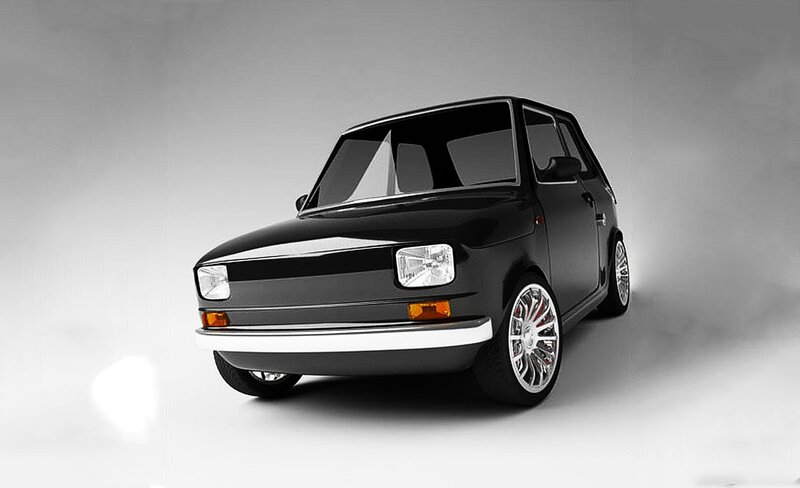 black compact car studio shot