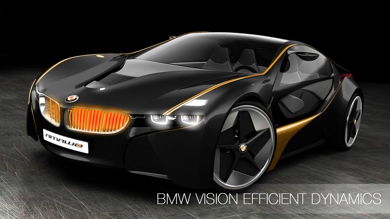 Black Concept Car — Dramatic, 3d Render, Headlights