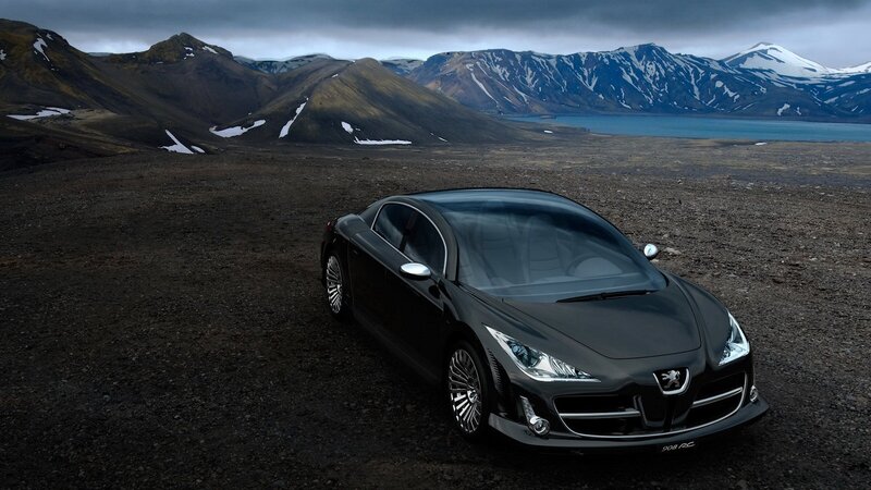 Black Concept Car — Dramatic, 3d Render, Mountains, Lake