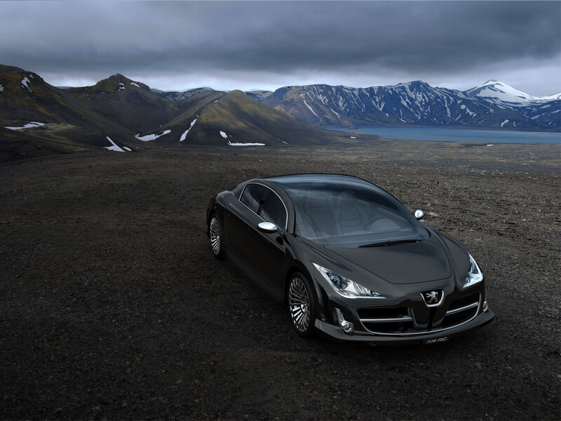 Black Concept Car — Dramatic, 3d Render, Mountains