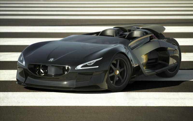 Black Concept Car — Dramatic, 3d Render, Race Track, Stripes