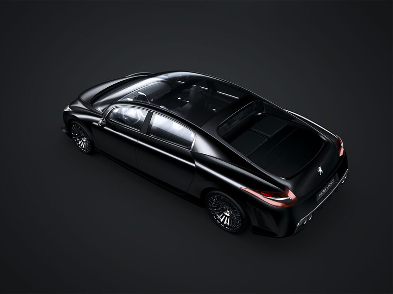Black Concept Car — Dramatic, 3d Render, Windows