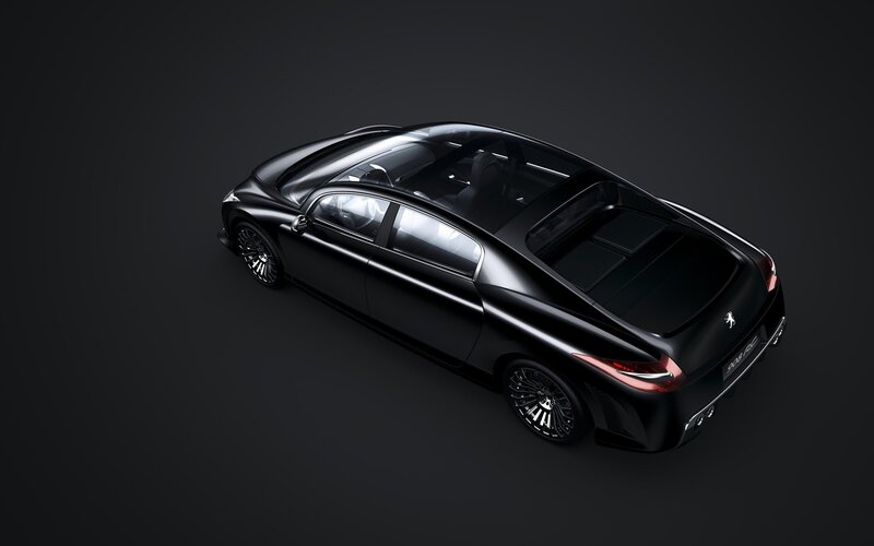 Black Concept Car — Dramatic, 3d Render, Windows, Wheels