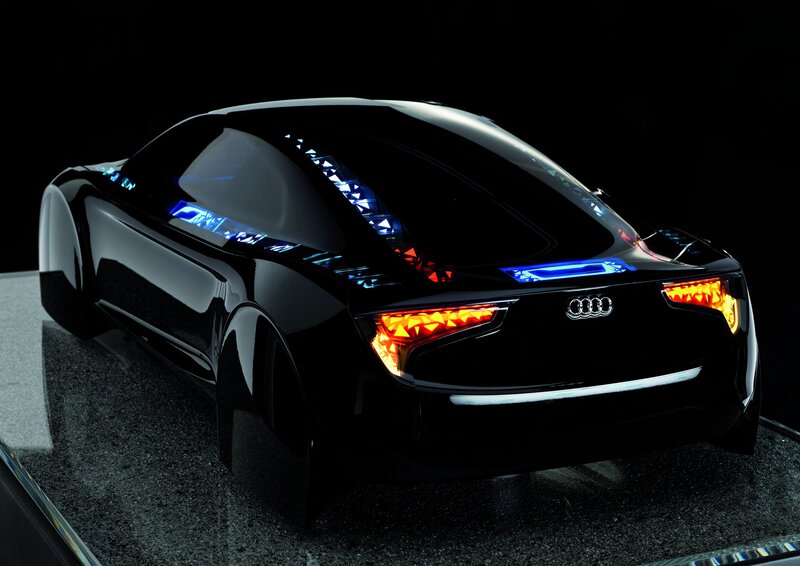 Black Concept Car — Dramatic, Night, 3d Render, Taillights, Logo