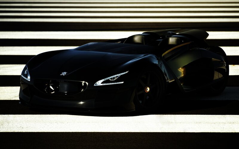 Black Concept Car — Dramatic, Photograph, Striped Background