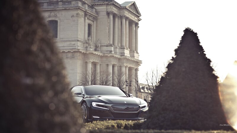 Black Concept Car — Dramatic, Sunset, Photograph, Building