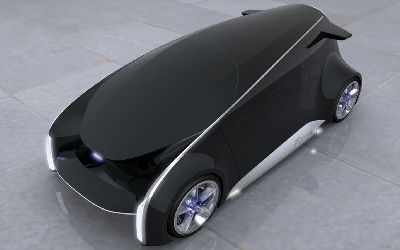 Black Concept Car — Futuristic, 3d Render, Floor