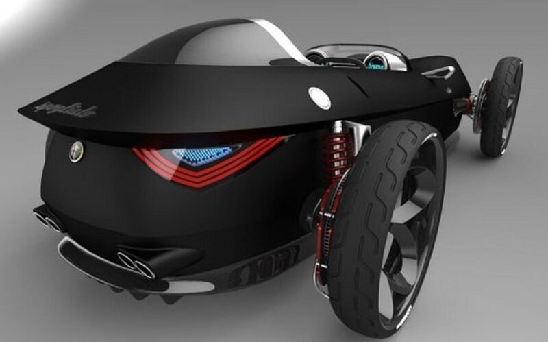 Black Concept Car — Futuristic, 3d Render, Wheels