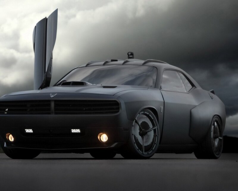 Black Concept Car — Gray, Dramatic, 3d Render, Open Door