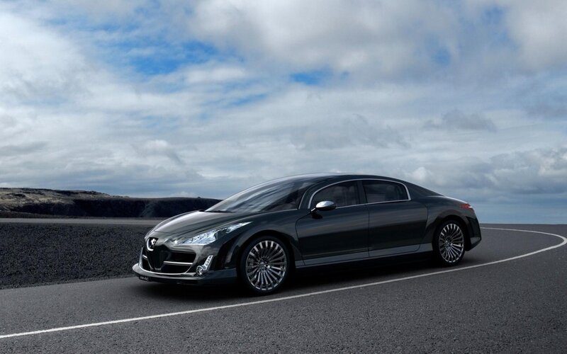 Black Concept Car — Gray, Dramatic, 3d Render, Road