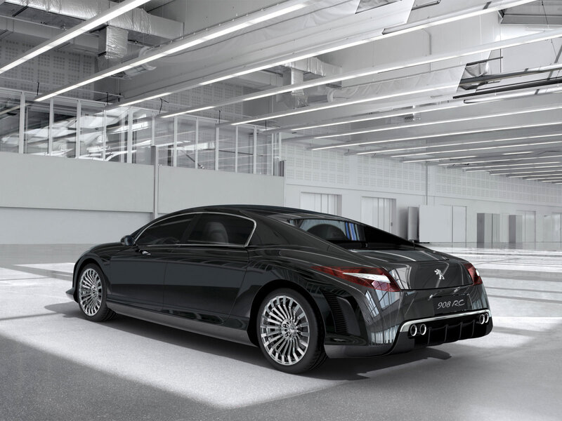Black Concept Car — Modern, 3d Render, Factory