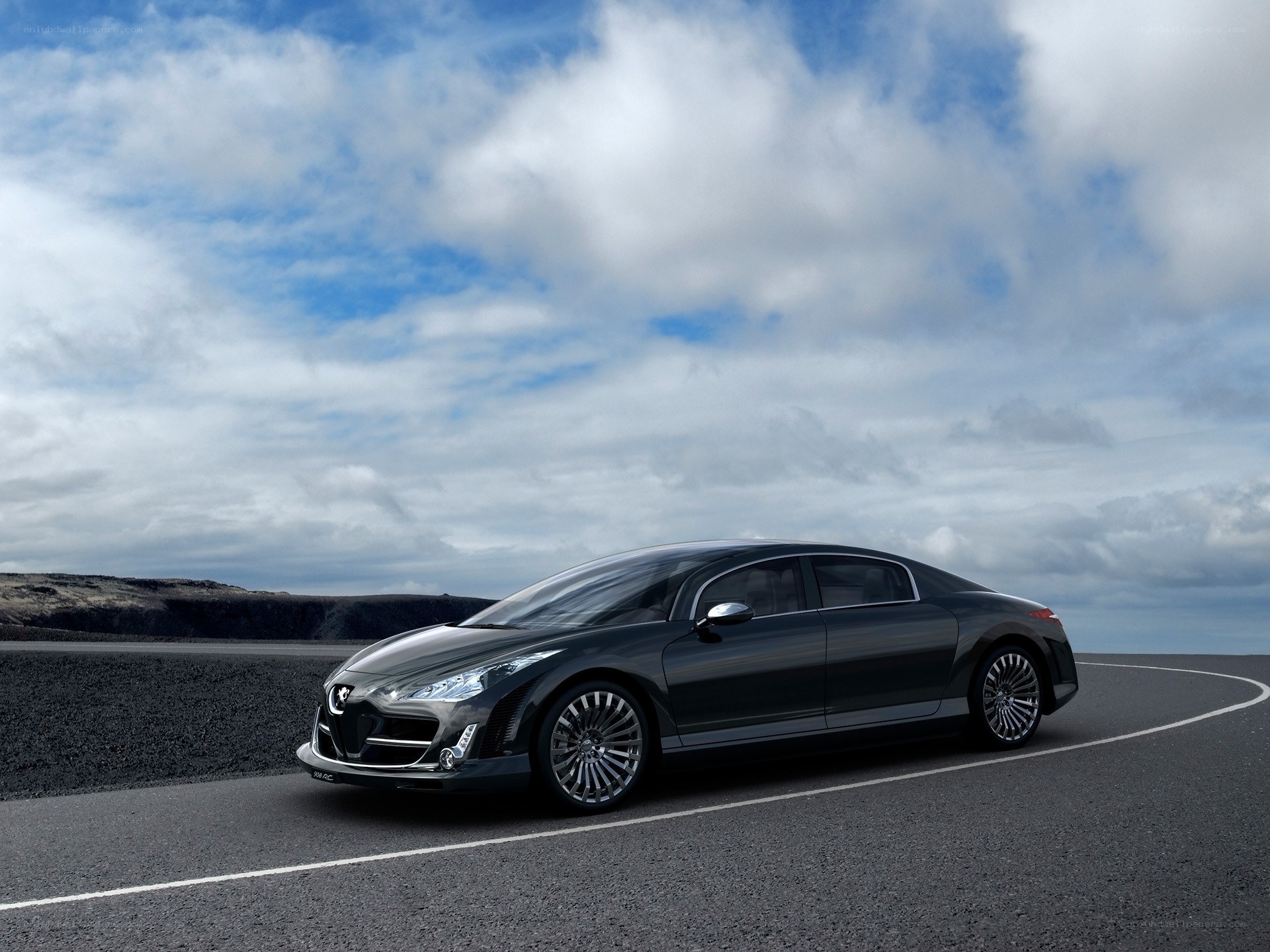 Black concept car on a road