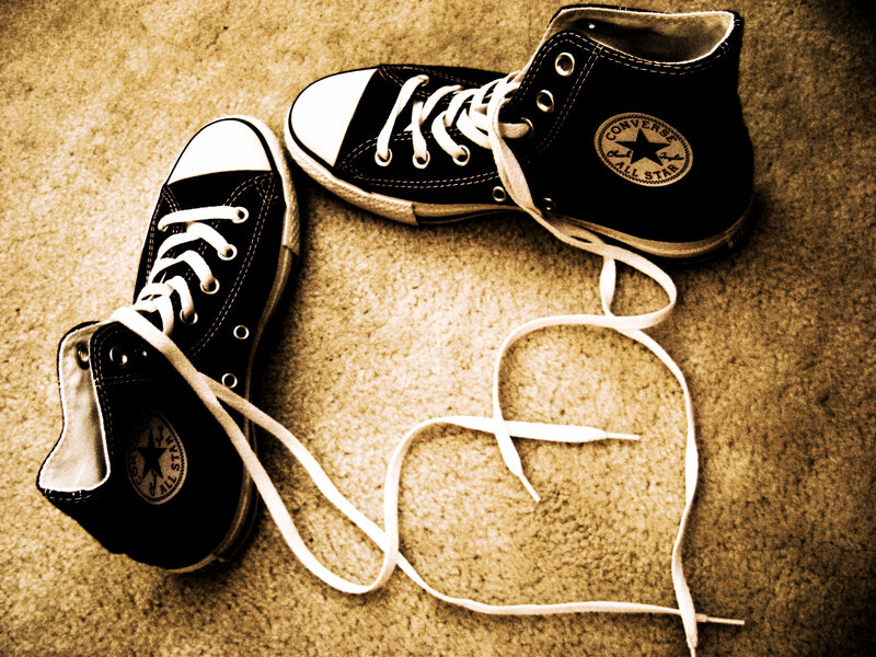 Black Converse Sneakers — Brown