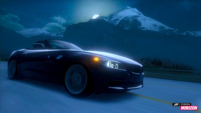 Black Convertible Car — Blue, Dramatic, Night