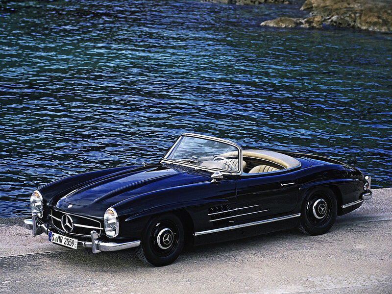 Black Convertible Car — Blue, Serene, Afternoon