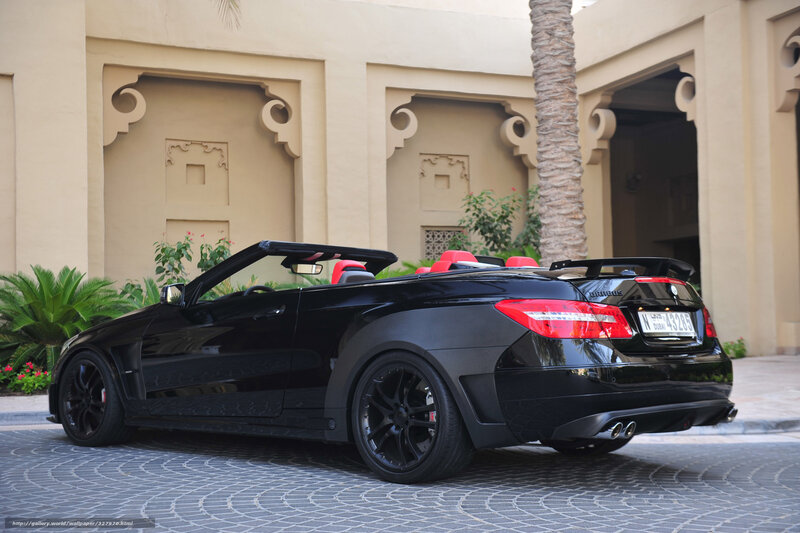 Black Convertible Car — Calm, Afternoon, Photograph, Building, Palm Tree, Plants