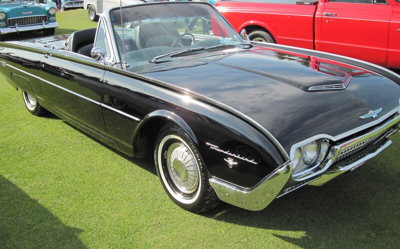 Black Convertible Car — Calm, Afternoon, Photograph, Grass
